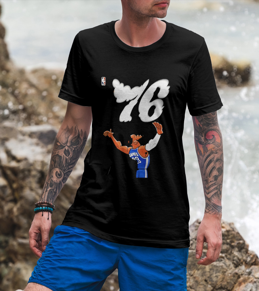 LeBron James 23 Cartoon 76 Philadelphia NBA Jersey Basketball T-Shirt