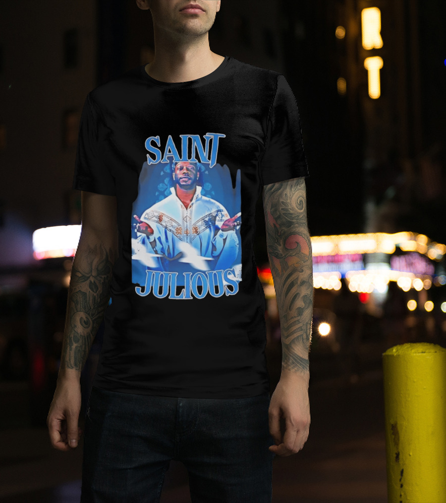 Saint Julios Majestic Icon In White Robe T-Shirt