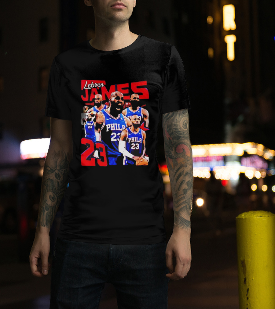 LeBron James No 23 Philadelphia 76ers Collage Legends T-Shirt