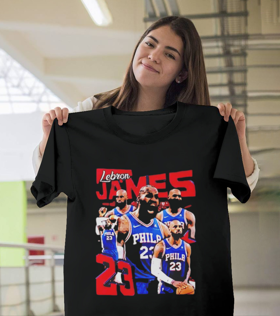 LeBron James No 23 Philadelphia 76ers Collage Legends T-Shirt
