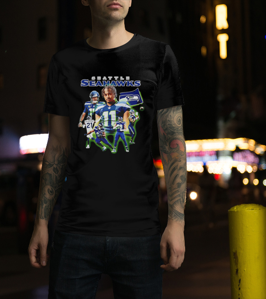 Seattle Seahawks Witherspoon 21 14 11 99 Player Collage T-Shirt