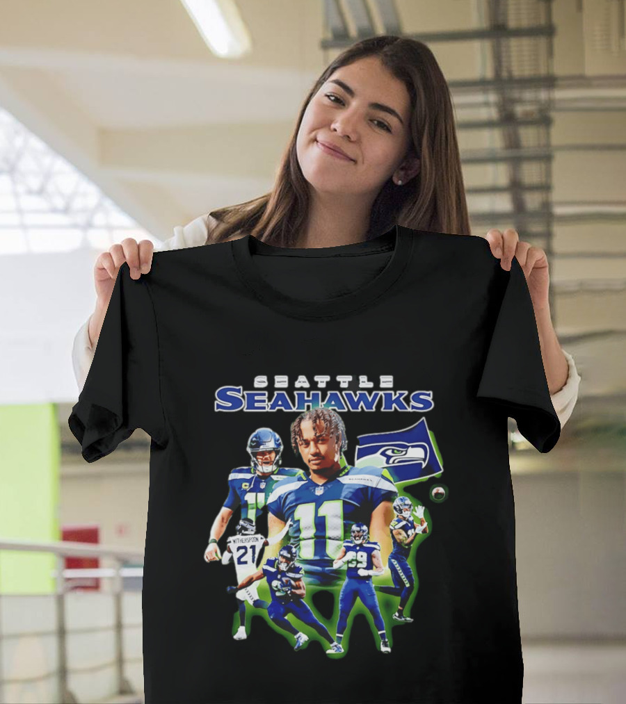 Seattle Seahawks Witherspoon 21 14 11 99 Player Collage T-Shirt