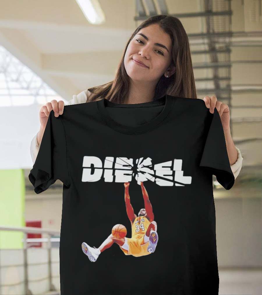 Shaquille O'Neal Diesel Broken Glass Lakers 34 Dunk T-Shirt