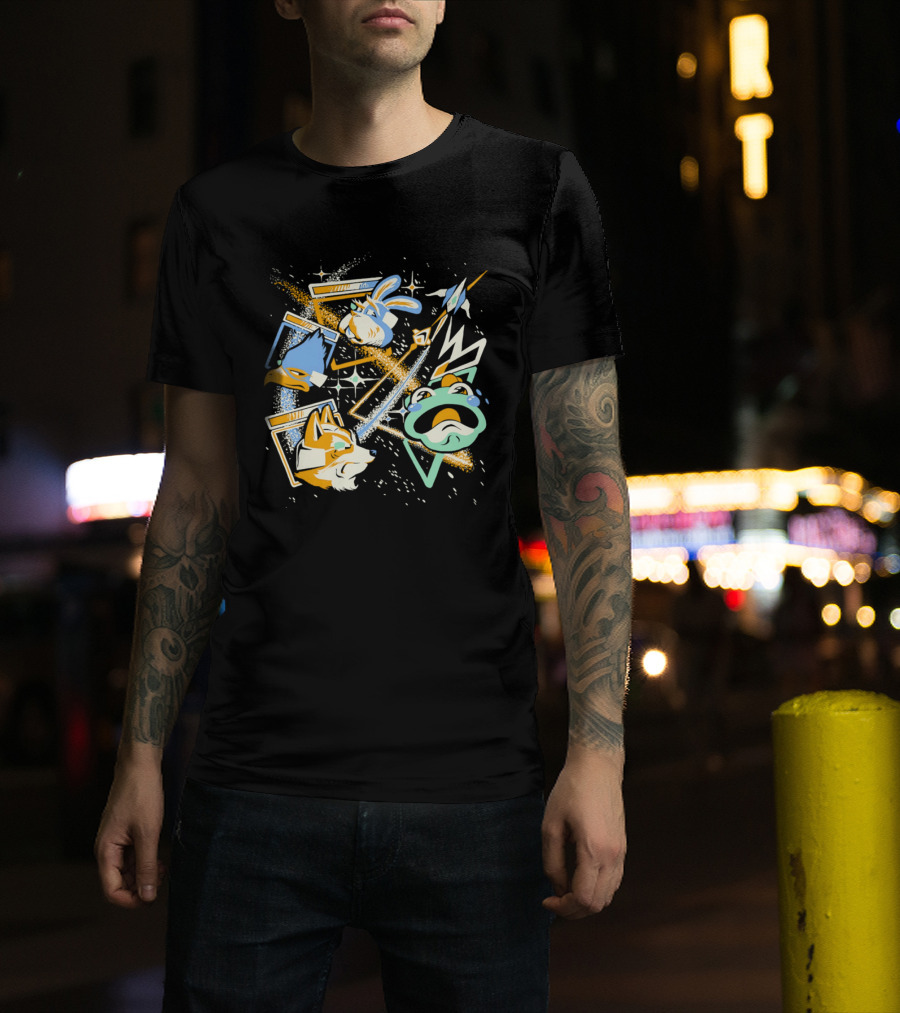 Star Fox Slippy Toad Peppy Hare Falco Lombardi Retro Game Characters T-Shirt