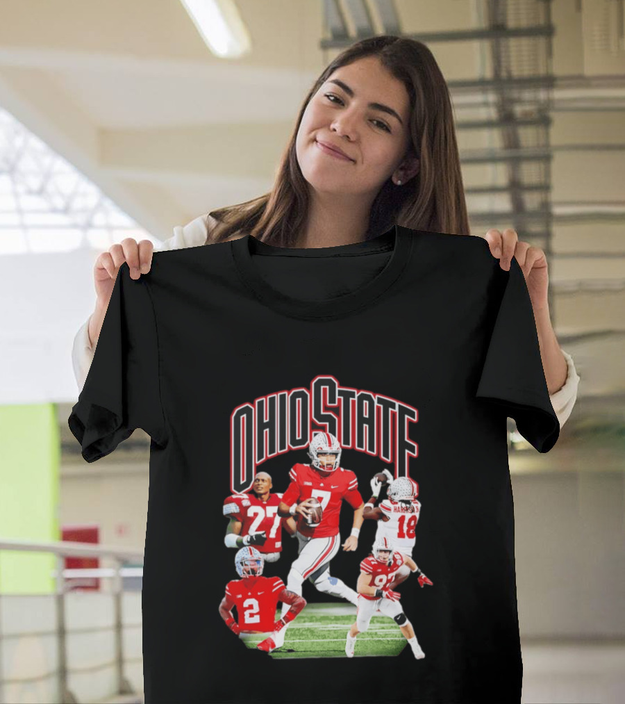 Ohio State Football Collage Featuring Harrison Jr And Star Players T-Shirt
