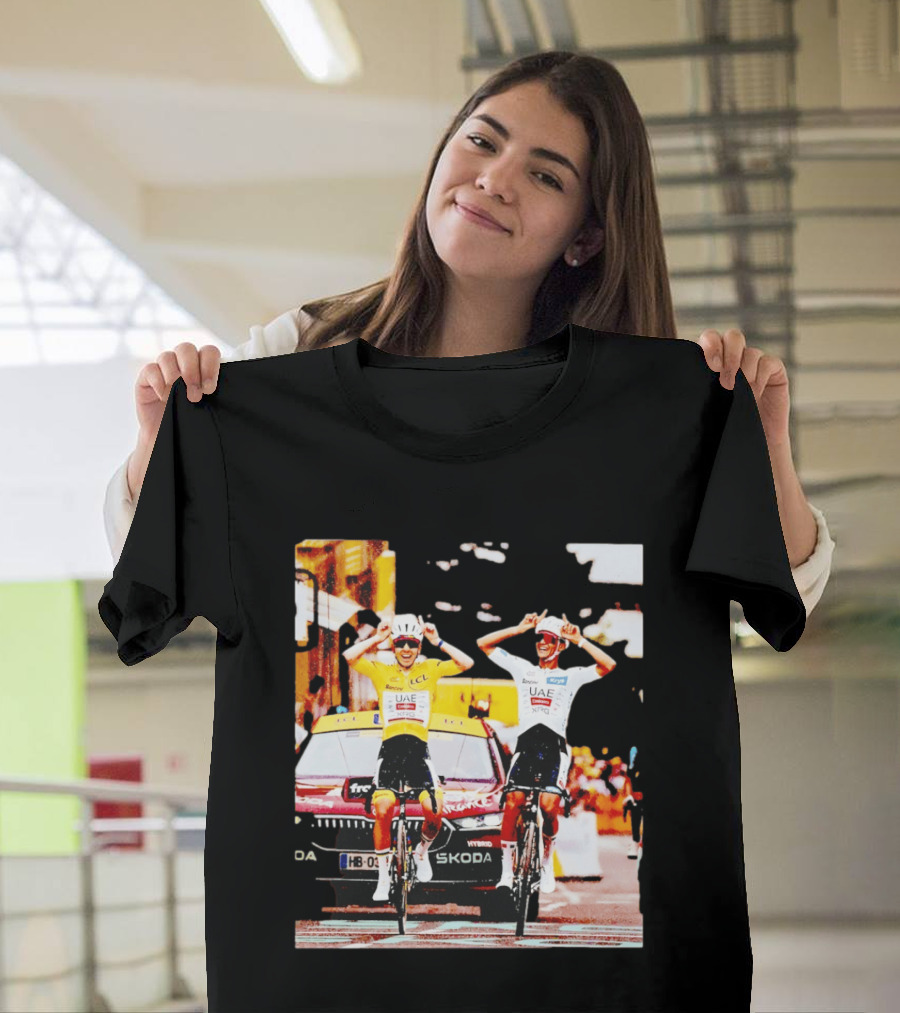 Tadej Pogačar Isaac Del Toro UAE Team Emirates Cycling Skoda Tour Celebratory Finish T-Shirt