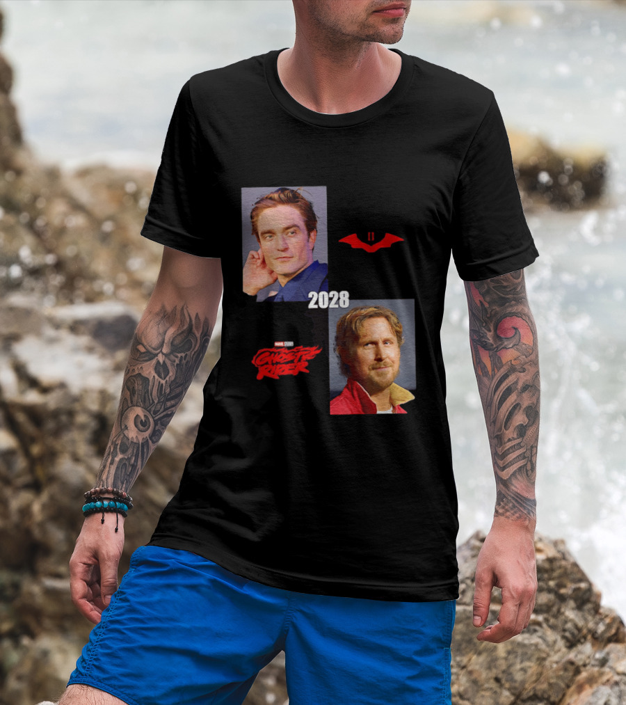The Batman 2 2028 Marvel Studios Ghost Rider Robert Pattinson Ryan Gosling T-Shirt