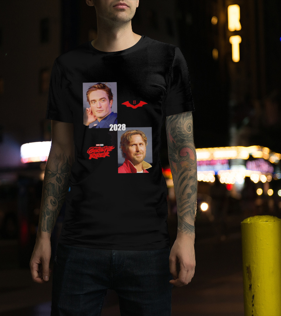 The Batman 2 2028 Marvel Studios Ghost Rider Robert Pattinson Ryan Gosling T-Shirt