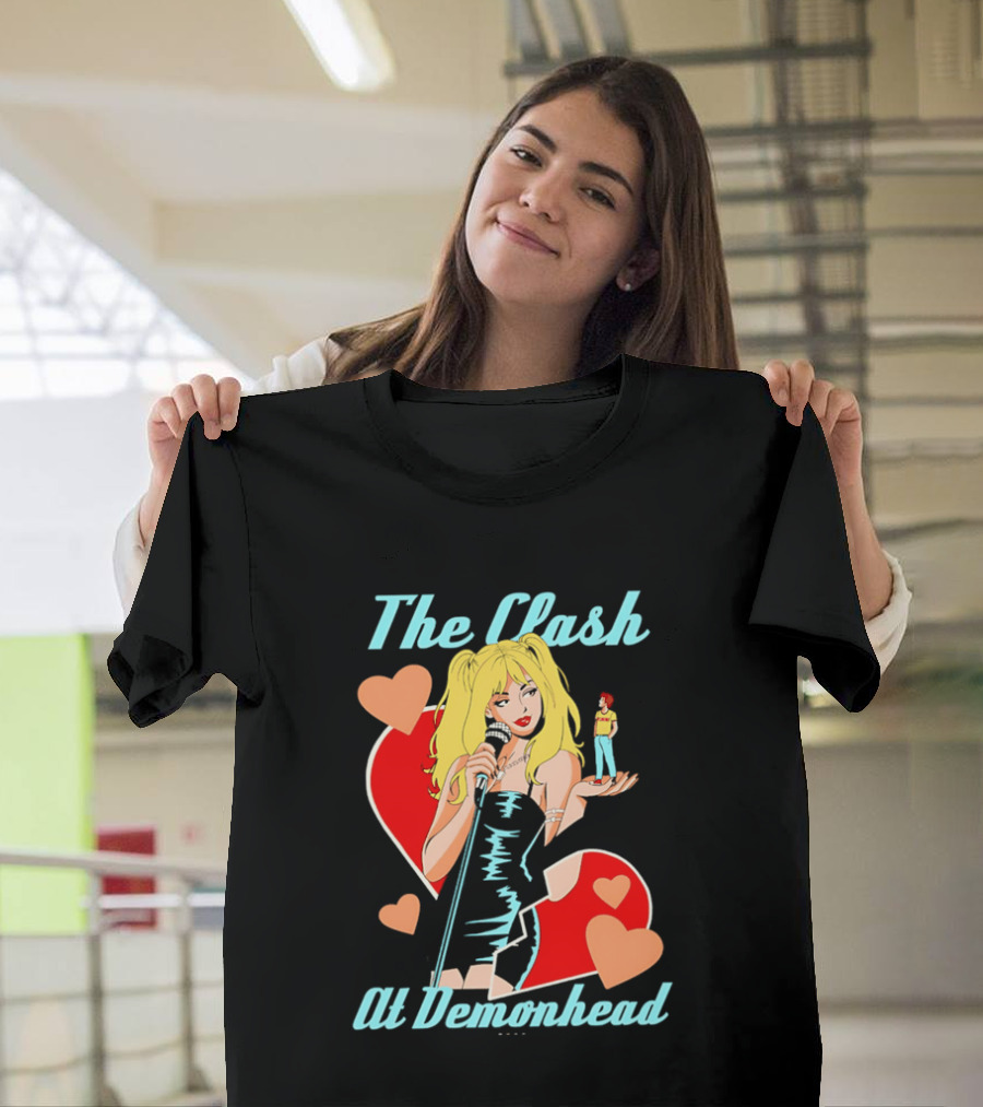 The Clash At Demonhead Heart And Singer With Microphone And Red Haired Figure T-Shirt