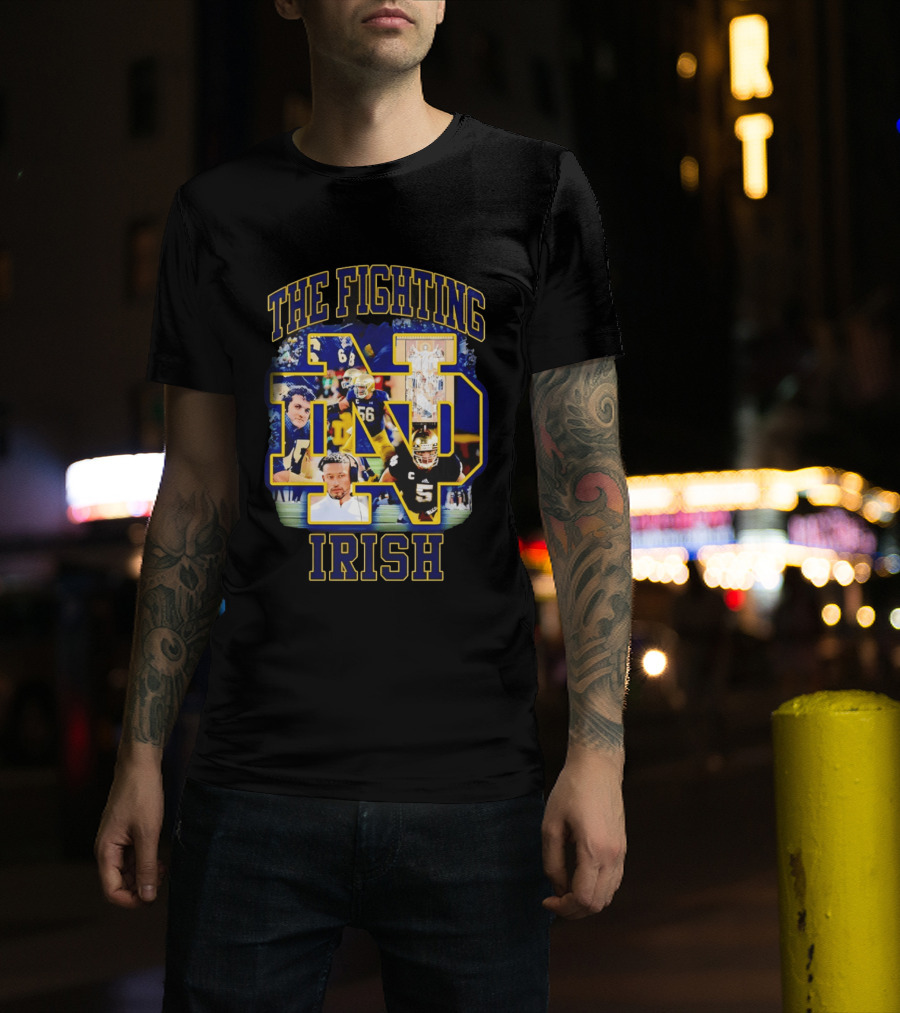 The Fighting Irish Notre Dame Collage With Marcus Freeman Players T-Shirt
