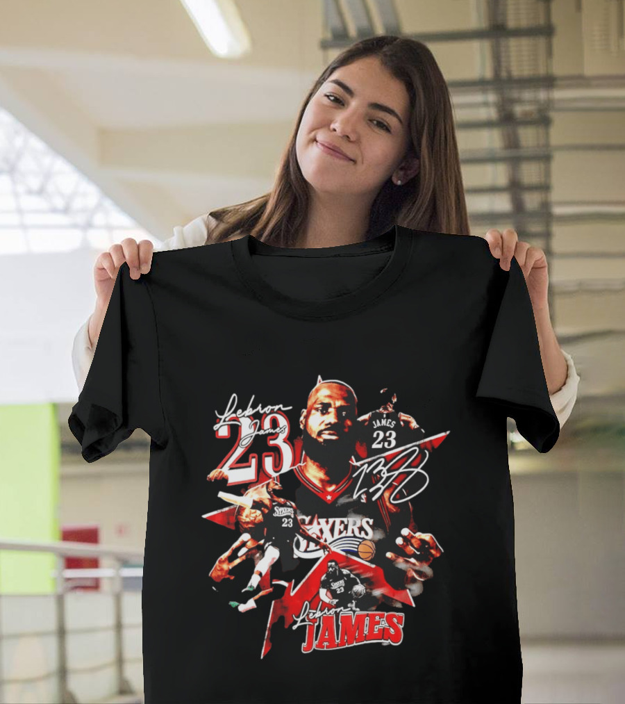 Philadelphia 76ers LeBron James 23 Collage Basketball Fan Gear T-Shirt