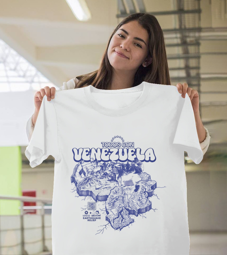 Todos Con Venezuela Wnucalo Feels So Good Earthquake Relief 3D Deep Relief Image T-Shirt