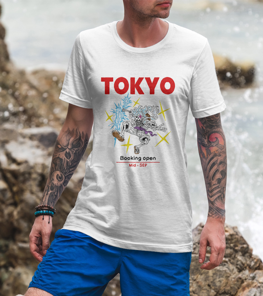Tokyo Booking Open Mid Sep One Piece Luffy Skeleton Burst T-Shirt