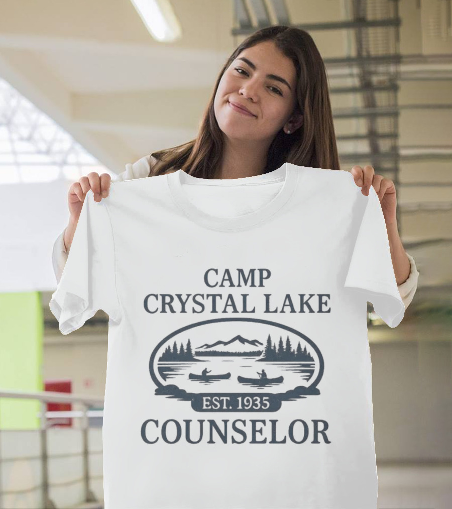 Camp Crystal Lake Counselor Est. 1935 Vintage Camp Scene T-Shirt