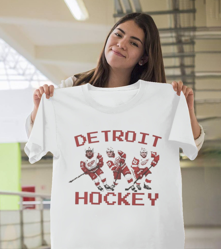 Detroit Red Wings Hockey Pixel T-Shirt