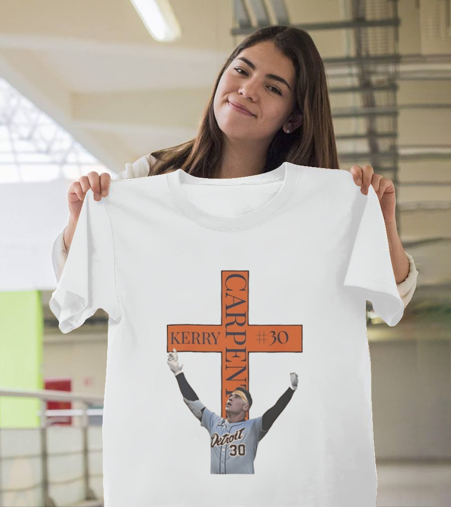 Kerry Carpenter Detroit Tigers #30 Praise The Lord Cross T-Shirt