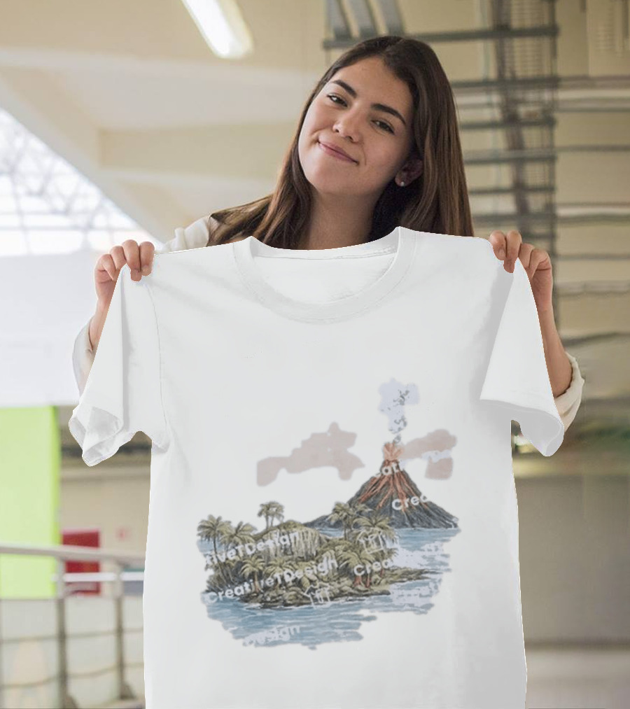 Lava Flow Volcano Tropical Island Creative T-Shirt