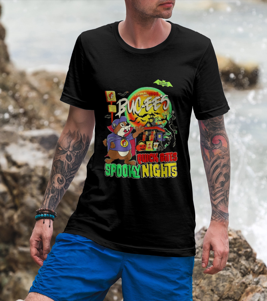 Buc Ee's Eternal Since 1982 Quick Bites Spooky Nights Halloween Glow In The Dark T-Shirt