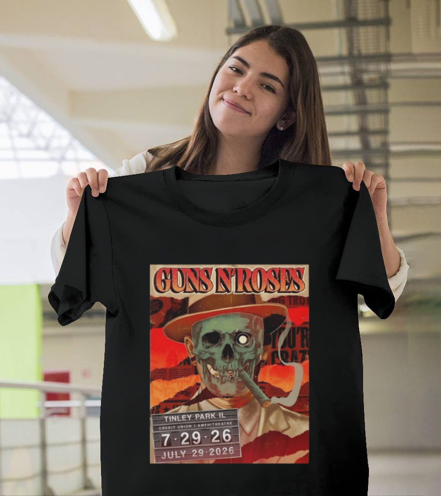 Guns N Roses Tinley Park IL July 29 2026 Concert Credit Union 1 Amphitheatre T-Shirt