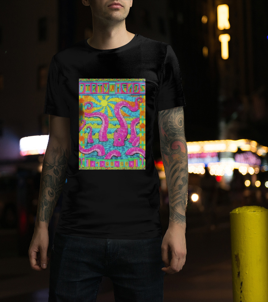 Dirty Heads Grand Rapids MI Acrisure Amphitheater July 28 2026 Psychedelic Octopus Sunburst T-Shirt