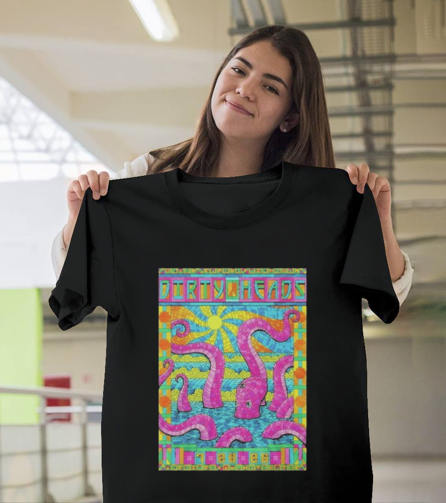 Dirty Heads Grand Rapids MI Acrisure Amphitheater July 28 2026 Psychedelic Octopus Sunburst T-Shirt