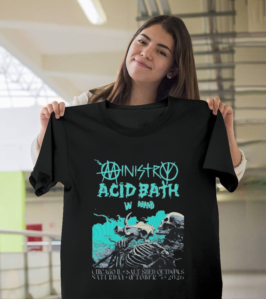 Ministry X Acid Bath Windhand Chicago IL Salt Shed Outdoors October 3 2026 Skeletons And Sea Monster T-Shirt