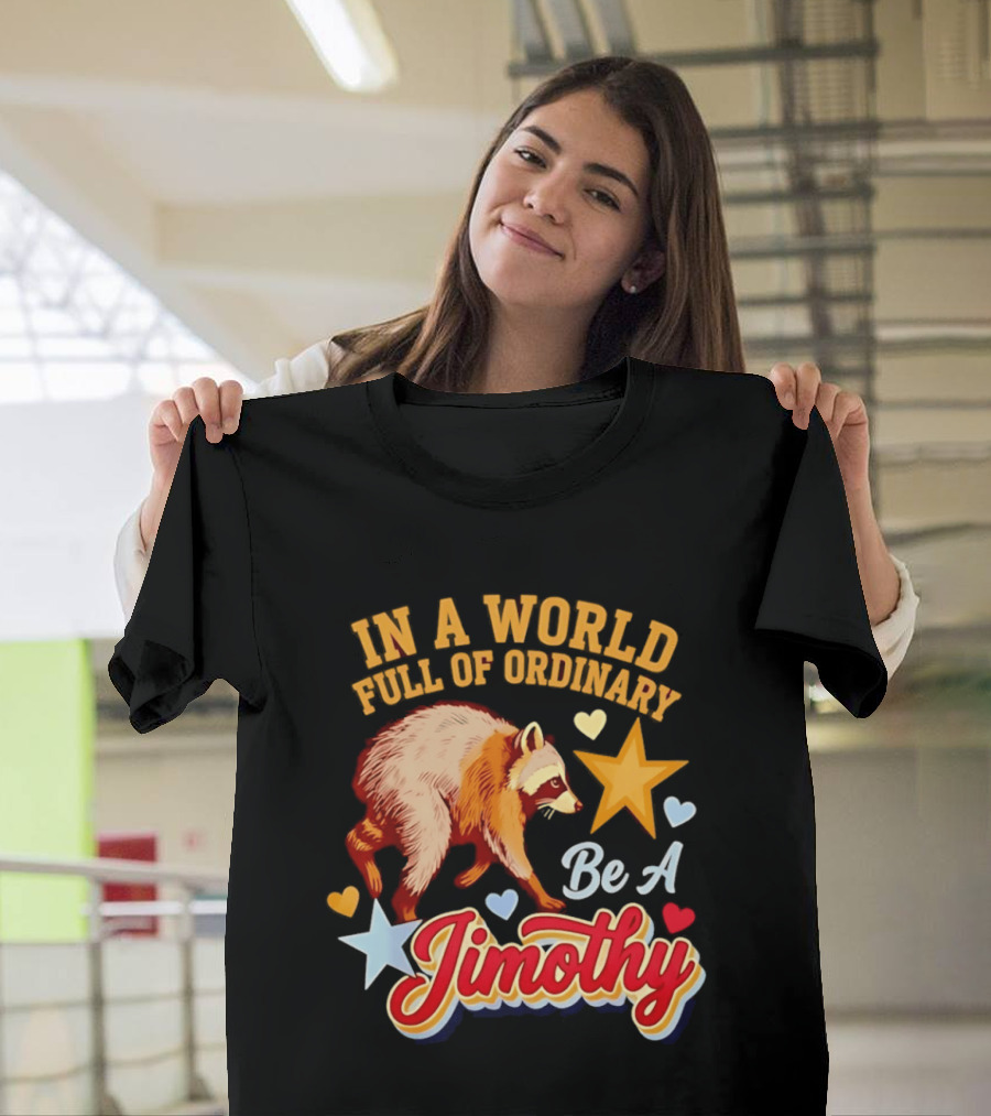 In A World Full Of Ordinary Be A Jimothy Raccoon Stars Hearts T-Shirt