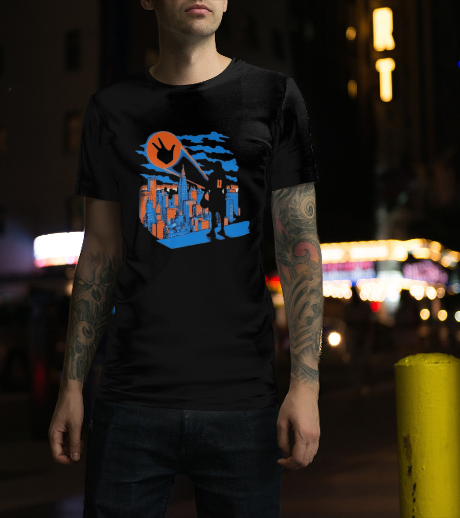 New York Knicks Jalen Brunson NYC Skyline Hero Hand T-Shirt