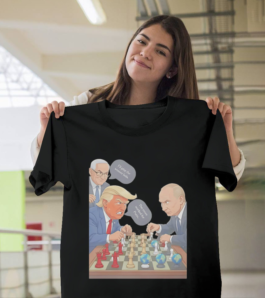 Political Chess Game Trump Putin World Leaders Cartoon T-Shirt