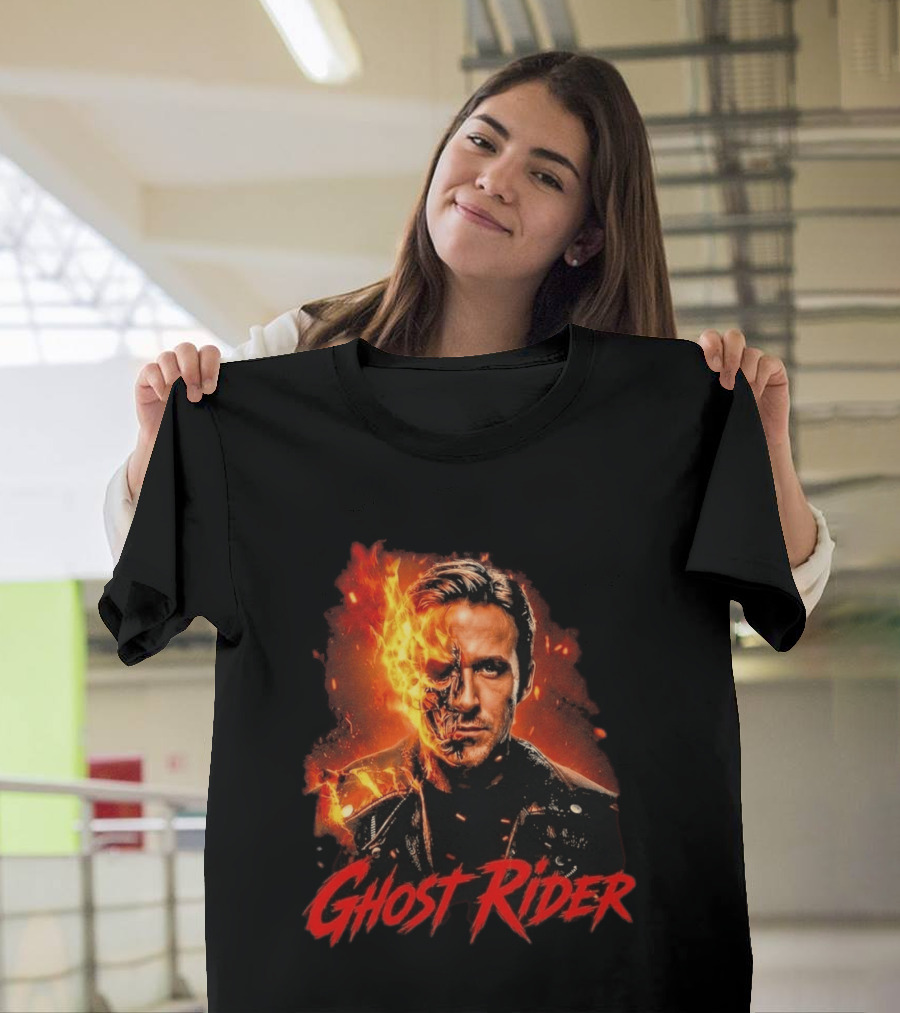 Ryan Gosling Ghost Rider Fiery Half Face Marvel T-Shirt