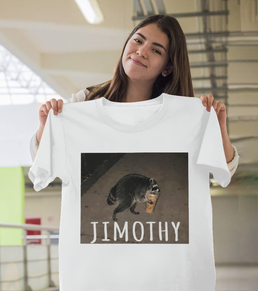 Jimothy Raccoon Carrying Iced Coffee Meme Animal Lover T-Shirt