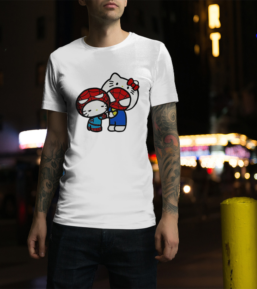 Kitty Hug Spider Man Mask Cute T-Shirt