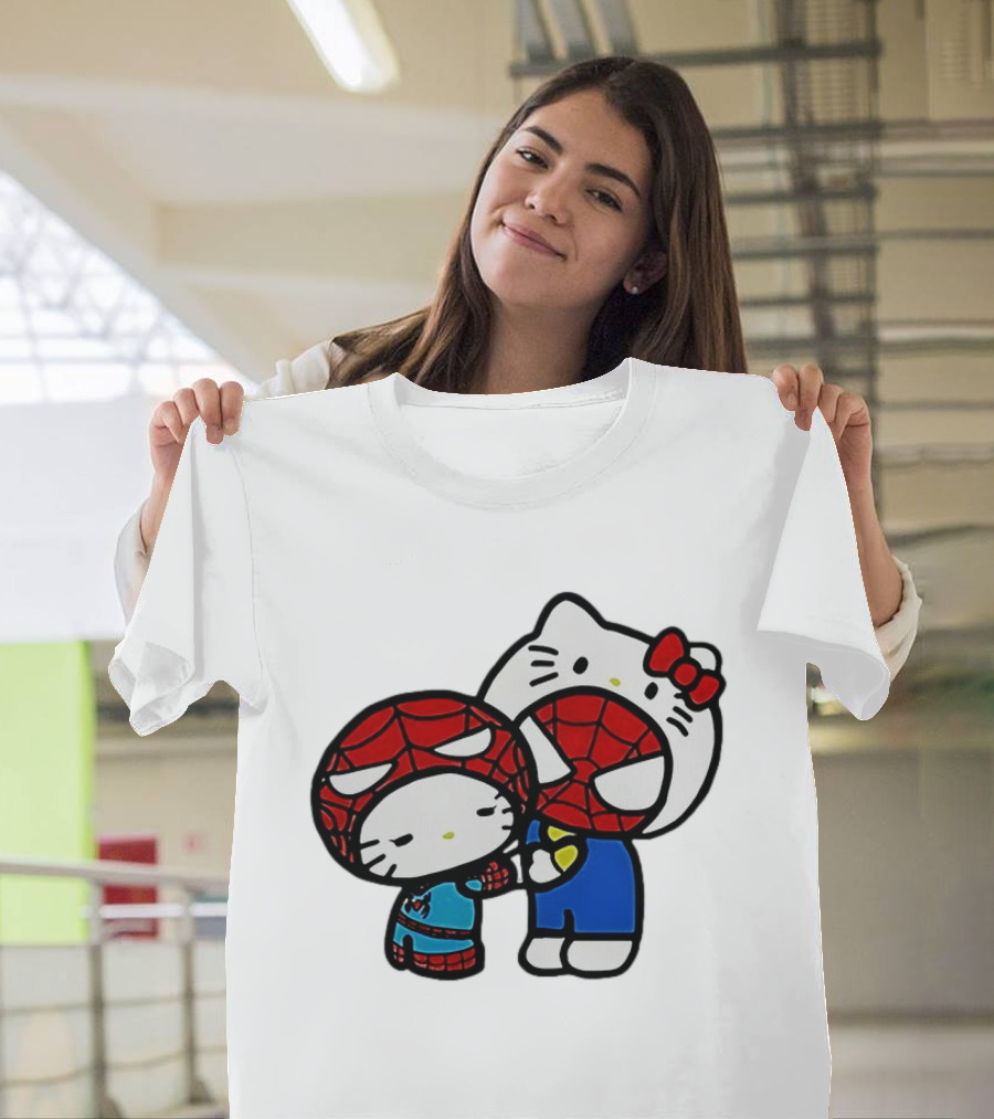 Kitty Hug Spider Man Mask Cute T-Shirt