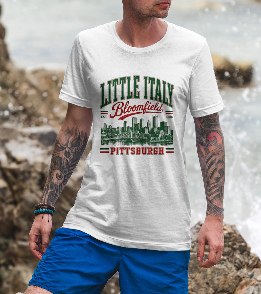 Little Italy Bloomfield Pittsburgh Est. 1900s Skyline Heritage T-Shirt