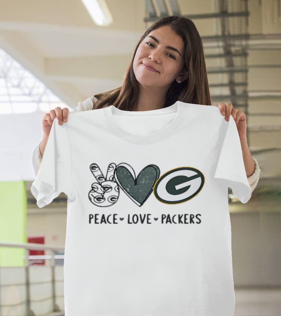 Peace Love Green Bay Packers Football Team NFL Fan Merchandise T-Shirt