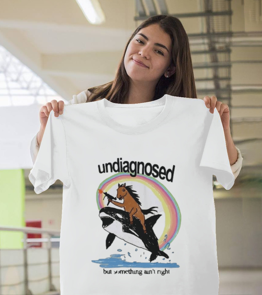 Undiagnosed Horse Riding Orca But Something Ain't Right Gun Rainbow T-Shirt