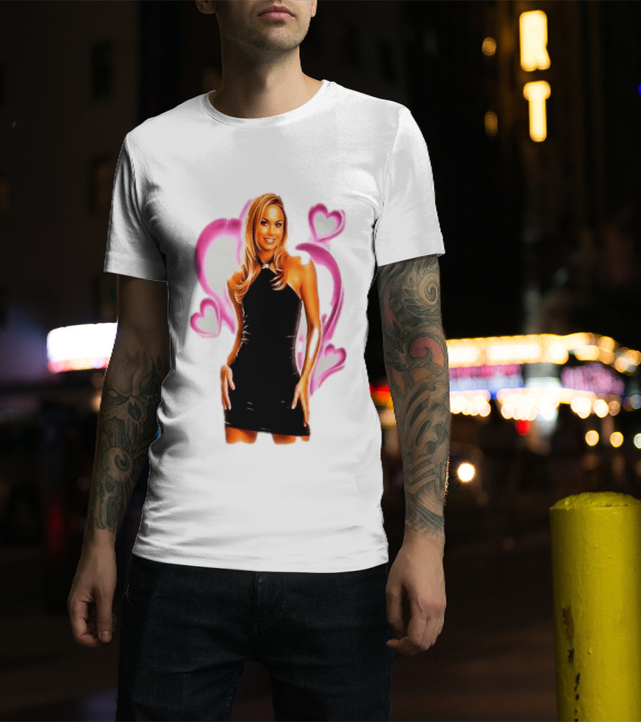 WWE Stacy Keibler Pink Hearts Glamorous Pose T-Shirt