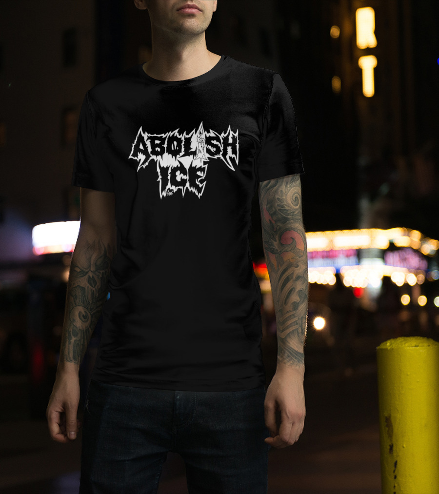 Abolish Ice Metal Font Spiky T-Shirt