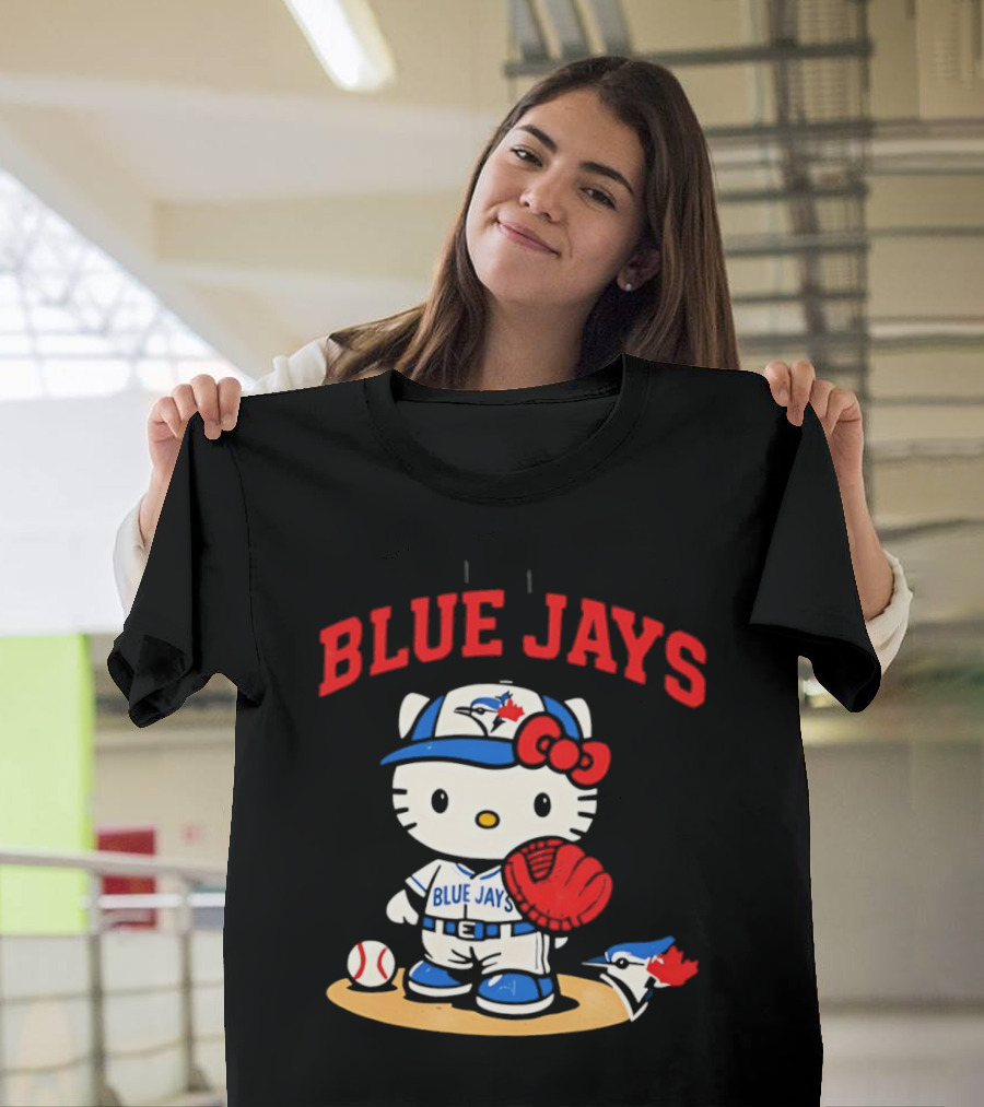 Hello Kitty Toronto Blue Jays Collaboration Baseball Cute Character Merchandise T-Shirt