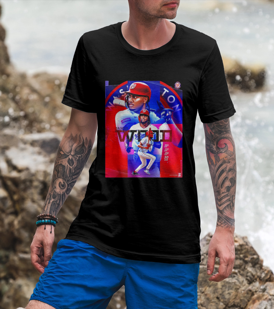 James Wood Washington Nationals .272 AVG .398 OBP 30 HR Collage T-Shirt
