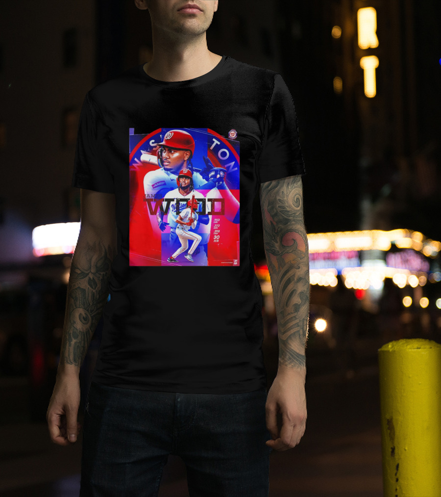 James Wood Washington Nationals .272 AVG .398 OBP 30 HR Collage T-Shirt