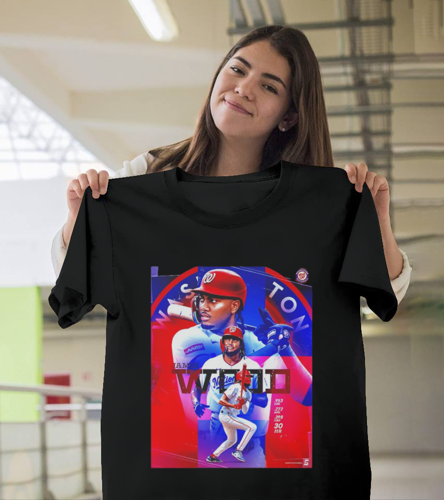 James Wood Washington Nationals .272 AVG .398 OBP 30 HR Collage T-Shirt
