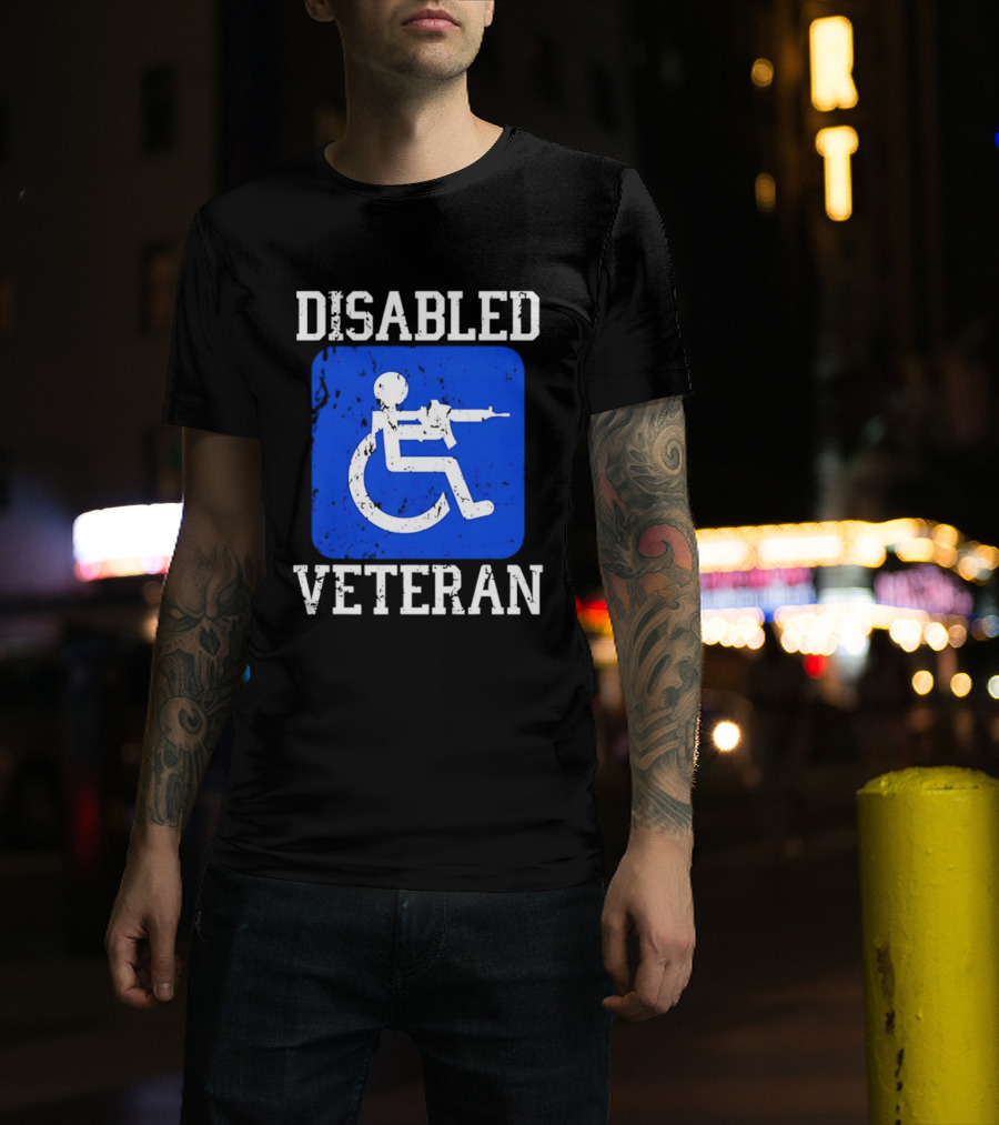 Disabled Veteran Armed Forces Distressed Military T-Shirt