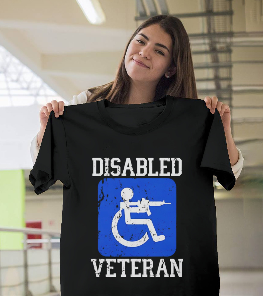 Disabled Veteran Armed Forces Distressed Military T-Shirt