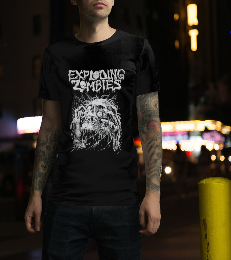 Exploding Zombies Horror Dripping Text Grunge Monster T-Shirt