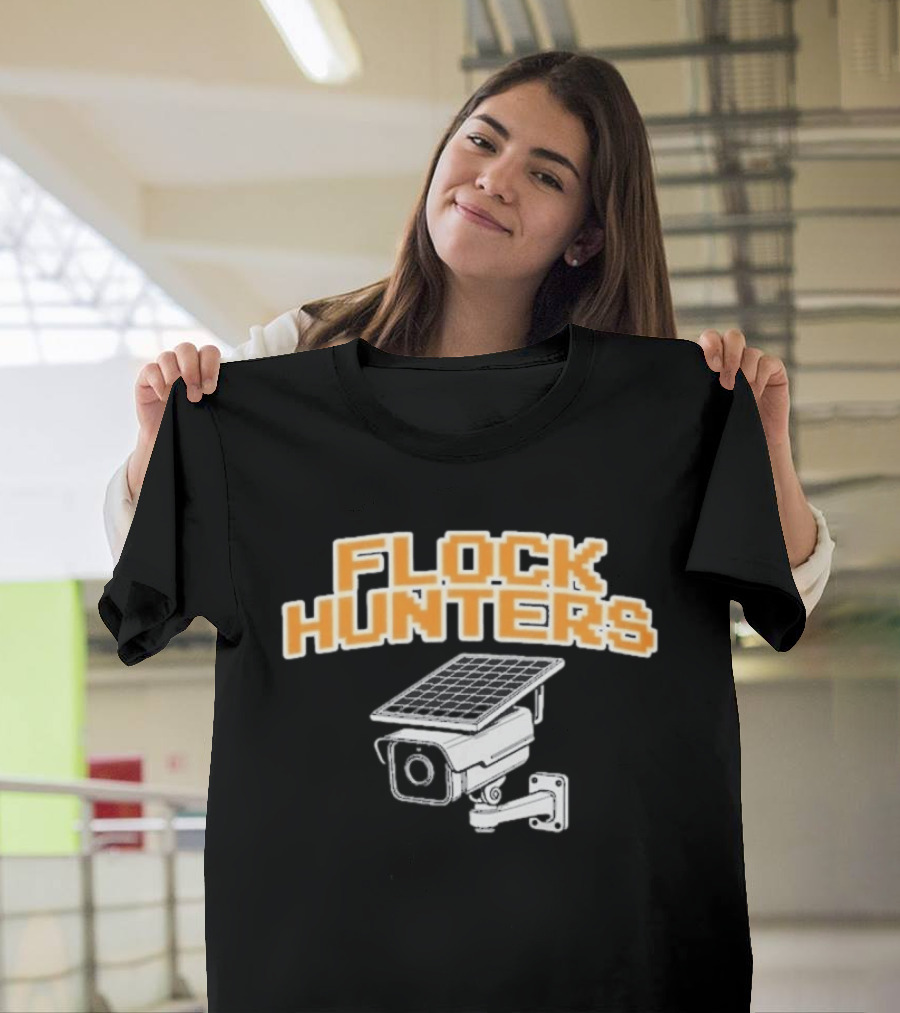 Flock Hunters Drinkin Bros Surveillance Camera Solar Panel T-Shirt