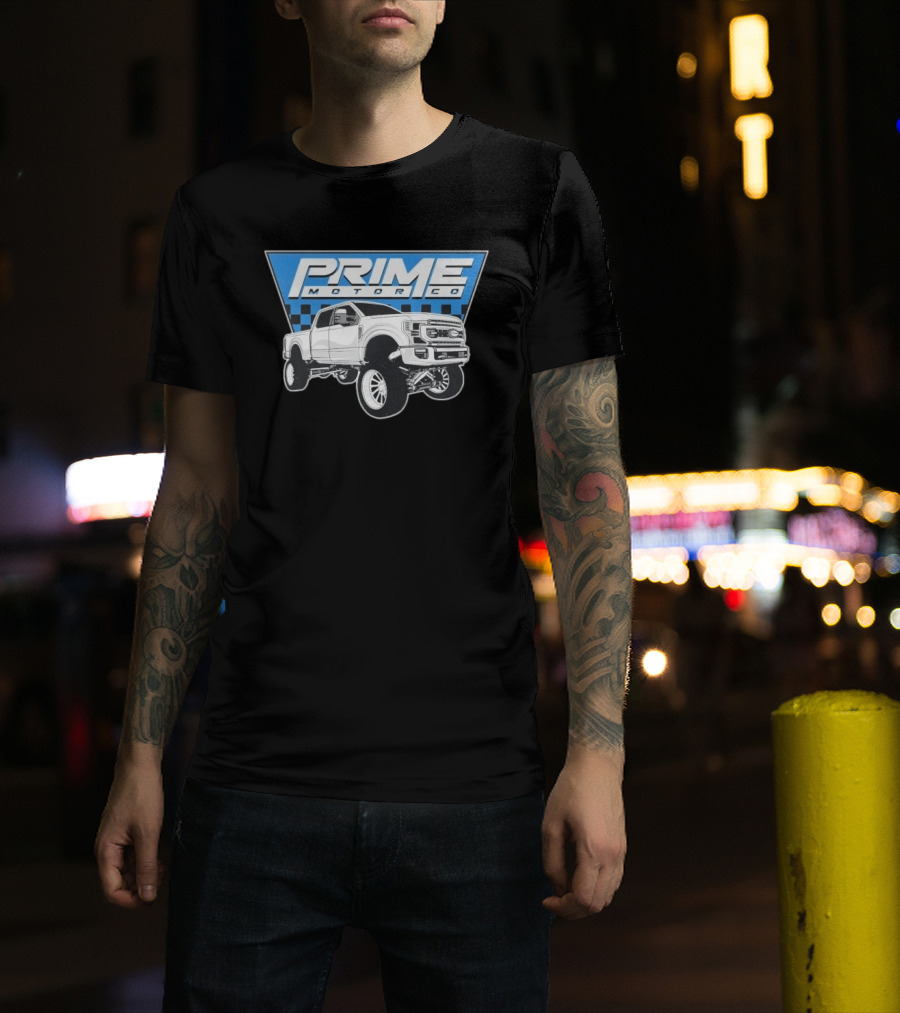 Prime Motor Co Lifted Truck Checkered Triangle T-Shirt