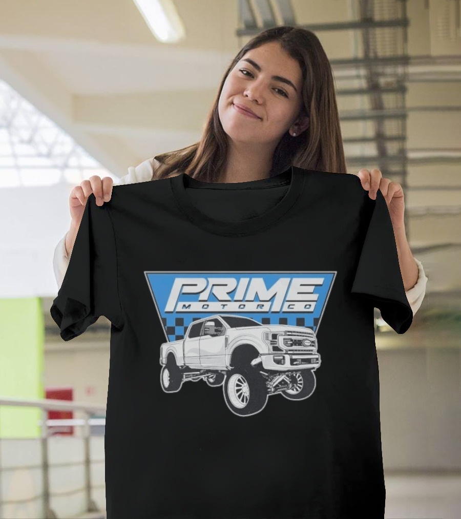 Prime Motor Co Lifted Truck Checkered Triangle T-Shirt