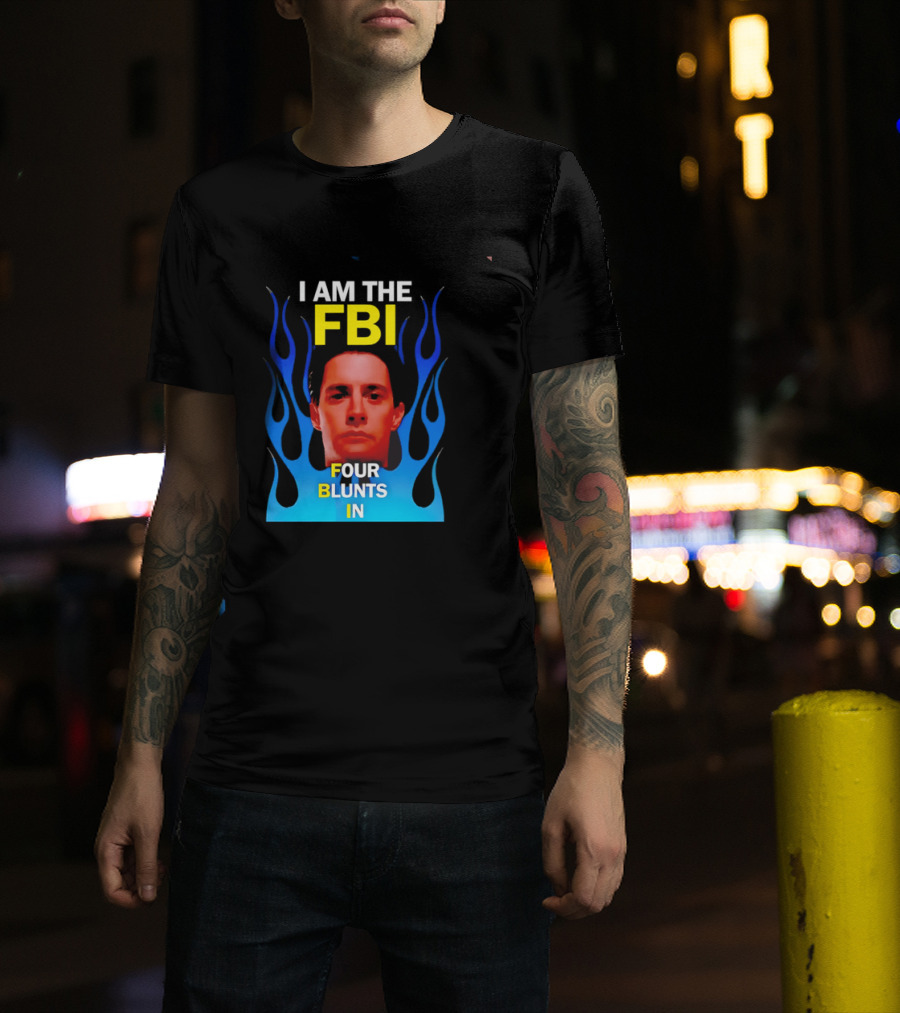 I Am The FBI Four Blunts In Special Agent Dale Cooper Blue Flame T-Shirt