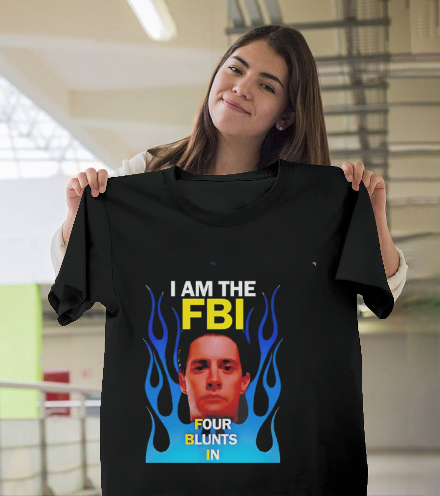I Am The FBI Four Blunts In Special Agent Dale Cooper Blue Flame T-Shirt